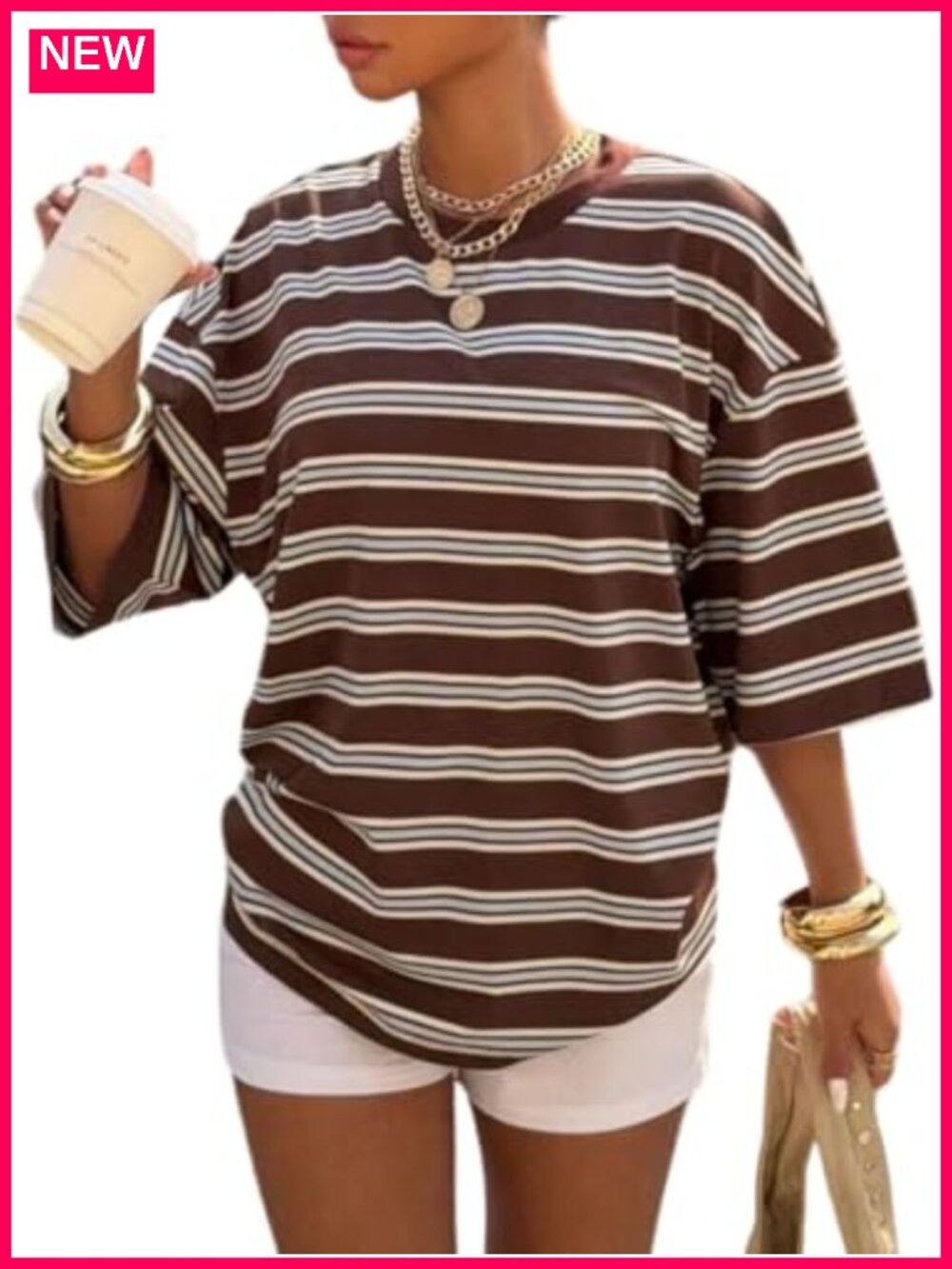 Women's Striped Graphic Tee Oversized Y2K Vintage T-Shirt